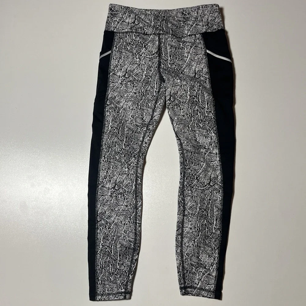 Avia Active Top & Legging Set Size M 8-10 Marbled Fleece Lined Athleisure Outfit